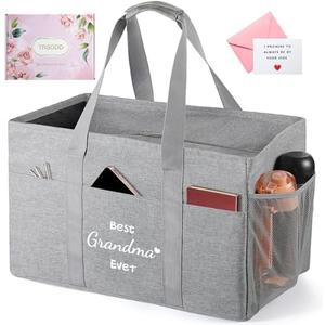 TRSODD Mothers Day Gifts for Grandma Birthday Gifts for Women Reusable Grocery Bags Foldable 10 Gallon Extra Large Utility Tote Bag, Pack 2