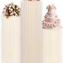 Foldable Cylinder Pedestal Stand for Parties 3pcs Columns Pedestal Display Stands Round White Cylinder Column Table Roman Pillar for Wedding Birthday Baby Shower Party Decor, (31.5" H, 23.6" H, 15.7" H x 11.8" D) 