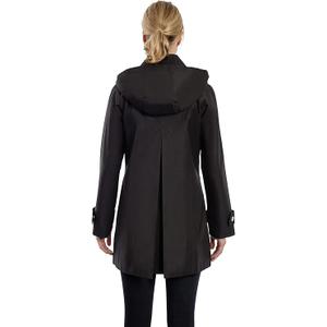 LONDON FOG womens Double Collar Raincoat, Black, Medium US