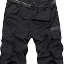 Jessie Kidden Mens Outdoor Casual Expandable Waist Lightweight Water Resistant Quick Dry Fishing Hiking Shorts (36, Black)