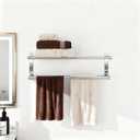 Towel Racks for Bathroom 24 inch, 2 Tier Bathroom Shelf with Double Towel Bar, Stainless Steel Wall Mounted Towel Rack with Shelf for Bathroom Towels Storage, Brushed Nickel