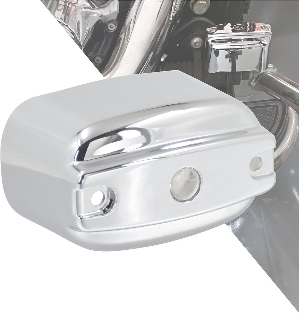 HDBUBALUS Motorcycle Rear Brake Master Cylinder Cover Fit For Harley Touring Electra Road Glide Softail Trike 1999-2017 Chrome