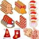 20 Pcs Christmas Self Adhesive Patches Santa Bell Candy Cane Cute Sew on Stickers Applique Washable for DIY Crafts T Shirt Clothing Jackets Backpacks Jeans Party Decorations Accessories (Santa)