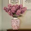 Ttranewsoo Burgundy Hydrangea Artificial Flowers,Fall Hydrangeas Artificial Flowers, Fake Fall Dried Hydrangea Decoration,Faux Silk Flower with Stems Winter Decor(Red Rose 24" 8pcs) Without Vase