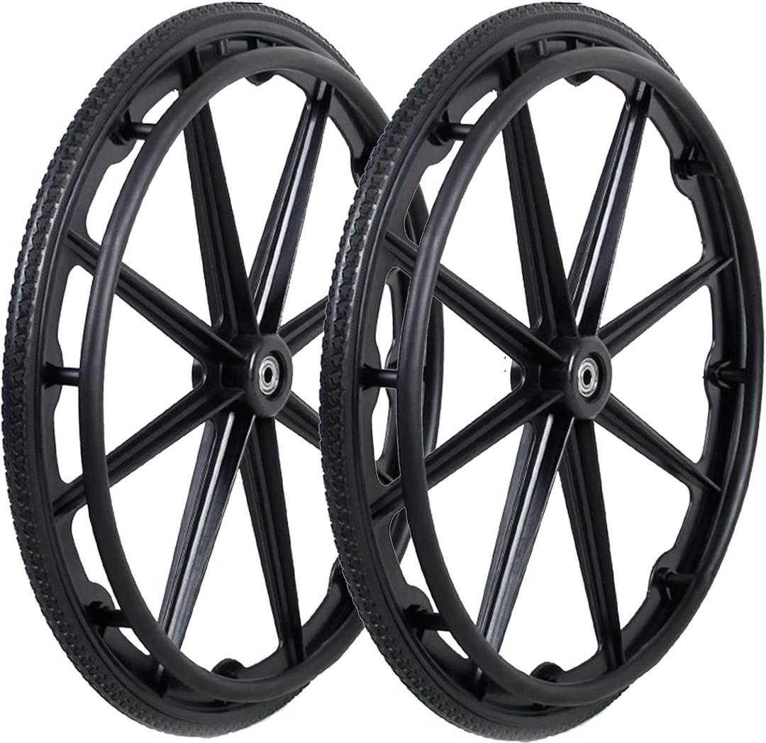 (1PR,Black) Wheelchair rear wheel replacement 24x1"wheel,Rear Wheel Assembly for 16-18-20 Inch Wheelchairs, Replacement parts (24 * 13/8(2count))