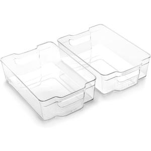 BINO | Stackable Storage Bins, Large - 2 Pack | THE STACKER COLLECTION | Clear Plastic Storage Bins | Built-In Handles | BPA-Free | Containers for Organizing Kitchen Pantry | Multi-Use Organizer Bins