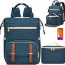Lunch Backpack, 15.6 Inch Laptop Backpack with USB Port, Stylish Nurse, Teacher and Work Bag with Insulated Cooler Lunch Box for Women, Blue, Medium