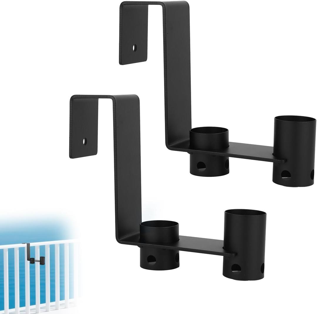 BOXOB 2pcs Pool Pole Hangers, Heavy-Duty Pool Equipment Hooks for Nets Skimmers Brushes Swimming Pools Tool Holder Fence Hooks for Hanging Poles & Accessories