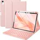 Compatible for iPad Air 11-inch/Air 5th 4th Generation Case with Keyboard - Backlit Detachable, Folio Cover with Pencil Holder for iPad Air 11 Inch M3/M2 (2025/2024), Air 5/ Air 4 (Pink)