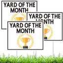 3pcs Yard Signs Trophy Award Plastic Garden Sign with H Stakes Weatherproof Outdoor Plaque for Front Door Garden Lawn, 15 x 12 Inches(Yard of the Month)