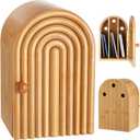 Phone Box 10.2" x 6.7" x 5.9" for Family Time Bamboo Jail 3 Sections Hold 6 Phones with Charging Holes Wood Holder Self Discipline Box Help Kid Adult Focus Back Avoid Addiction(Door-Shaped)