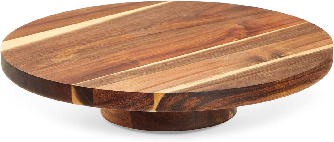 Juvale Round Acacia Wood Cake Stand for Wedding, Wooden Serving Platter for Appetizers and Desserts (12.75 Inches)
