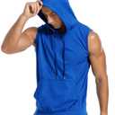 Amussiar Mens Shirts Sport Sleeveless Workout Tank Top with Hood Gym Hoodie Light Blue (Blue, XXL)
