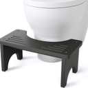 Black Poop Stool Adult, Bamboo Wooden Toilet Stool Squat, Squatting Pooping Stool for Adults, Wood Toilet Foot Potty for Bathroom, Black (1 Pack)