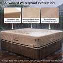 Qh.home IP65 Waterproof Hot Tub Cover, Wind & UV Resistant 600D Polyester 90x90 Spa Cover for Hot Tub, with Ratchet Strap System, Fits 89 x 89, 88 x 88,87x 87 Square SPA,Wheat