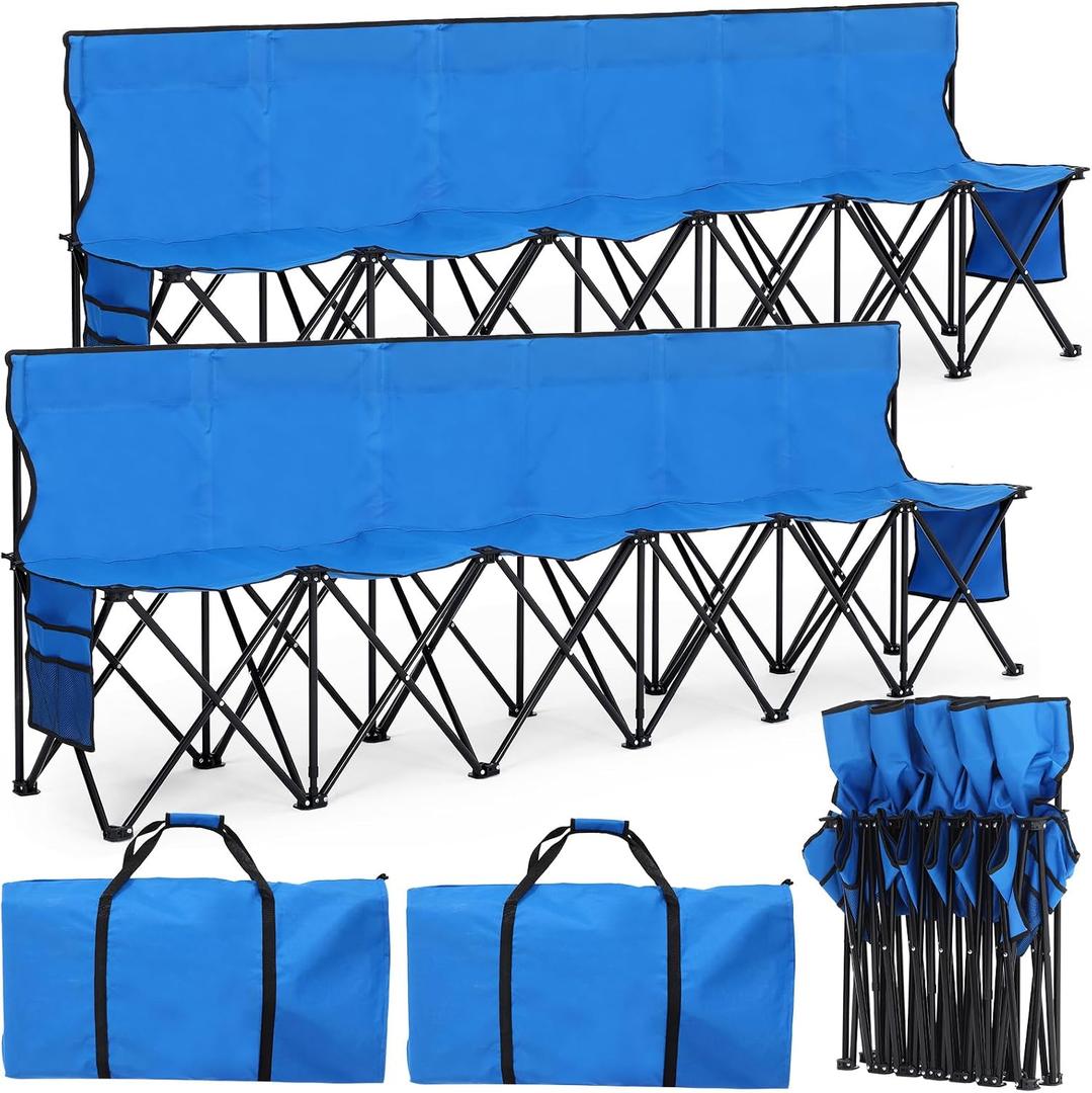 Wenqik Foldable Bench 6 Seat with Back No Assembly
Sideline Soccer Bench 176 lb Capacity, Portable Folding Team Chair for Soccer Baseball Outdoor Events Sport Camping Travel
