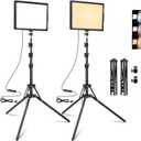Ci-Fotto LED Photo Video Light 2-Pack, Bi-Color 2800-6500K Dimmable USB LED Continuous Light, 68" Photography Lighting Kit with Tripod Stand for Studios, YouTube TikTok Video Recording, Game Streaming
