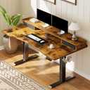 Veken 47.2"27.6" Standing Desk with Storage Drawers, Adjustable Height Computer Table with Monitor Shelf, Home Office Desk for Study, Gaming, Workstation, Brown