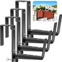 Window Box Brackets, Adjustable Planter Box Brackets, Heavy Duty Iron Flower Box Brackets for Railings, with Enhanced Bottom Support - Perfect for Balconies, Fences, and Gardens (4 Pack)