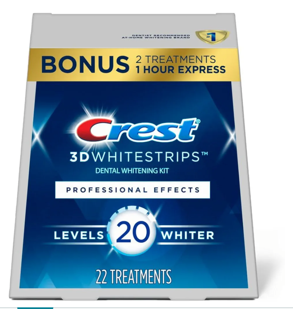 Crest 3D White Professional Effects Whitestrips 20 Treatments + Crest 3D White 1 Hour Express Whitestrips 2 Treatments - Teeth Whitening Kit