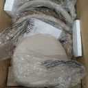 COLAMY Wooden Dining Chairs Set of 2, Modern Fabric Upholstered Kitchen Side Chairs, Farmhouse Dining Room Chair with Foot Pegs, Beige