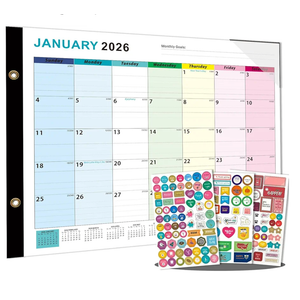 2026-2027 Desk Calendar - 22" x 17", 18 Month Calendar Jan 2026 - Jun 2027, Large Monthly Desktop Calendar with Daily Blocks, Thick Paper, Corner Protectors - Colorful (3 Stickers Included)
Amazon's Choice