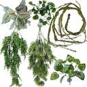 MEPHAN Reptile Plant for Bearded Dragon Tank Accessories, Terrarium Plant Artificial Decor for Snake Cage, Fake Plant for Leopard Gecko Habitat, Lizard Chameleon Ball Pythons (Group E)