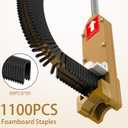PEX Pipe Stapler with 1100 Pcs Foamboard Staples, Stand Up Foamboard Stapler PEX Staple Gun with 1-1/2″ Staples for 1″ & 2″ Foamboard, Foam Staplers Kit for Foam Board