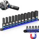 SEESII CR-MO 1/2" Drive Impact Socket Set with Magnetic Organizer, 11pc Deep Metric (10-24mm), 6-Point for Impact Wrench & Ratchet, Professional for Lug Nut, Wheel & Suspension Repair