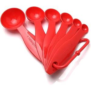 Orbit 6 Piece Measuring Spoons. Red