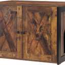 Dwanton Litter Box Enclosure, Cat Litter Box Furniture Hidden, Reversible Entrance Can Be on Left or Right Side, Wooden Cat Washroom Indoor, Rustic Brown, 27.6 Inches