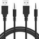 2-Pack 3.3-Feet USB 2.0 Type A Male to 3.5mm AUX Male Charging Cable Charge Cord for MP3 MP4 Players, Headphones, Speakers, Watches, Boombox