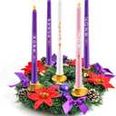 12 Inch Christmas Advent Wreath 5 Candle Holder with Metal Candle Cups for Taper Candles Fire Retardant Centerpiece Decorations for Table Indoor Home Church (No Candles)