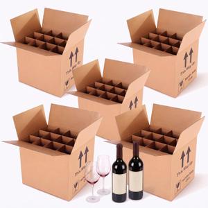 Lounsweer 5 Pcs Wine Bottle Moving Shipping Boxes 14 x 12 x 13 Inch