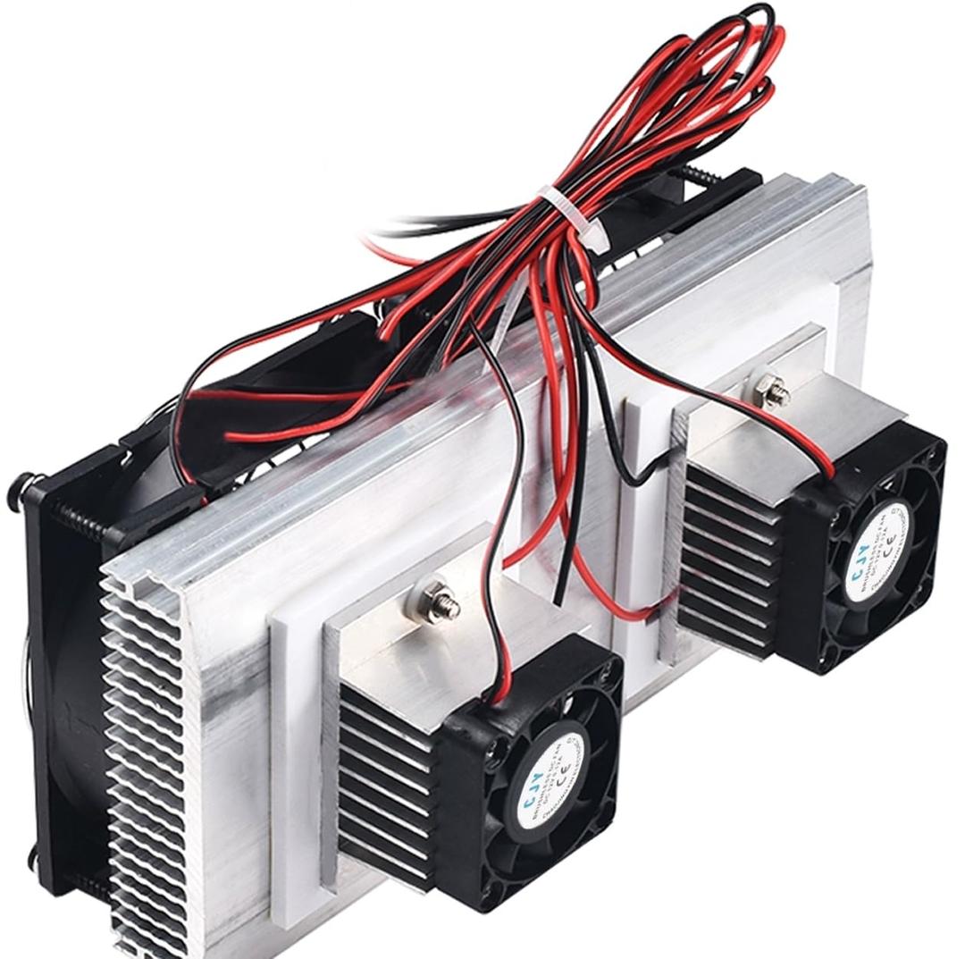 Mini Air Conditioner DC 12V DIY Thermoelectric Peltier Refrigeration Cooling System Heat Sink Conduction Module Semiconductor Fridge Refrigeration Cooling System DIY Kit (Dual)