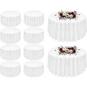 10Pack White Round Tablecloth 90 inch White Table Cloth, Washable Round Table Cloth Polyester Table Cover for Dining Wedding Banquet Party