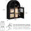RUSTOWN Arched Bathroom Wall Cabinet, Rattan Medicine Cabinet with 2 Glass Doors, Farmhouse Over the Toilet Storage Cabinets with Adjustable Shelves, 3-Tier Wall Mounted Cabinets, Large