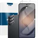 Galaxy S26 Plus Screen Protector + Camera Lens Protector, [2 +2 Pack] [Ultrasonic Fingerprint Unlock] Full Coverage Tempered Glass Screen Protector For Samsung Galaxy S26 Plus / S26+