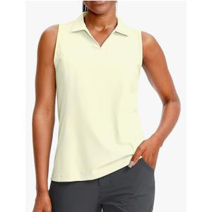 Gradual Women's Sleeveless Golf Polo Shirts Tennis Quick Dry Collared Tank Tops V-Neck Polos for Women,XL