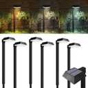 Sunco 6 Pack 2W Solar Sidewalk Dusk to Dawn Outdoor Backyard Walkway Garden Driveway Landscape Waterproof Patio Yard Lawn Super Bright Path Lights, 100 Lumens, 3CCT 3000K/5000K/7000K, Non-Dimmable.