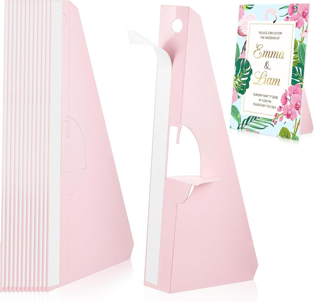 Marspark Poster Stand Self Stick Easel Back Poster Board Stand Convenient Peel and Stick Self Adhesive Easels Display Cardboard Sign (12 Inch,Light Pink,12 Pack)