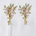 Vintage Flower-Shaped Decorative Wall Hooks, 2 Pack Hand-Painted Floral Metal Wall Hook Rack Hangers for Hanging Coats, Clothes, Keys, Hats, and Towels