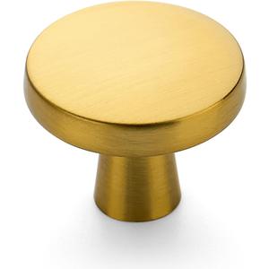 Ravinte 25 Pack Drawer Pulls 1-1/4 Inch Kitchen Cabinet Knobs Solid Brushed Brass Round Dresser Drawer Knobs Gold Dresser Knobs Drawer Knobs Simple Cabinet Hardware for Cupboard Drawer Pulls