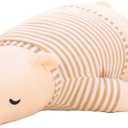 MMTTAO Stuffed Polar Bear Animal Plush Toy 14 Inch Small White Sleeping Bear Animal Stuff Soft Plushies Cute Dolls Collection Huggable Throw Pillow Cushion Gifts for Kids Children Boys Girls, 14Inches