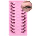 Half Lashes Natural Look Wispy Cat Eye Cluster Lashes 14 mm Clear Band Accent Short False Eyelashes that Look Like Extensions 10 Pairs by FANXITON