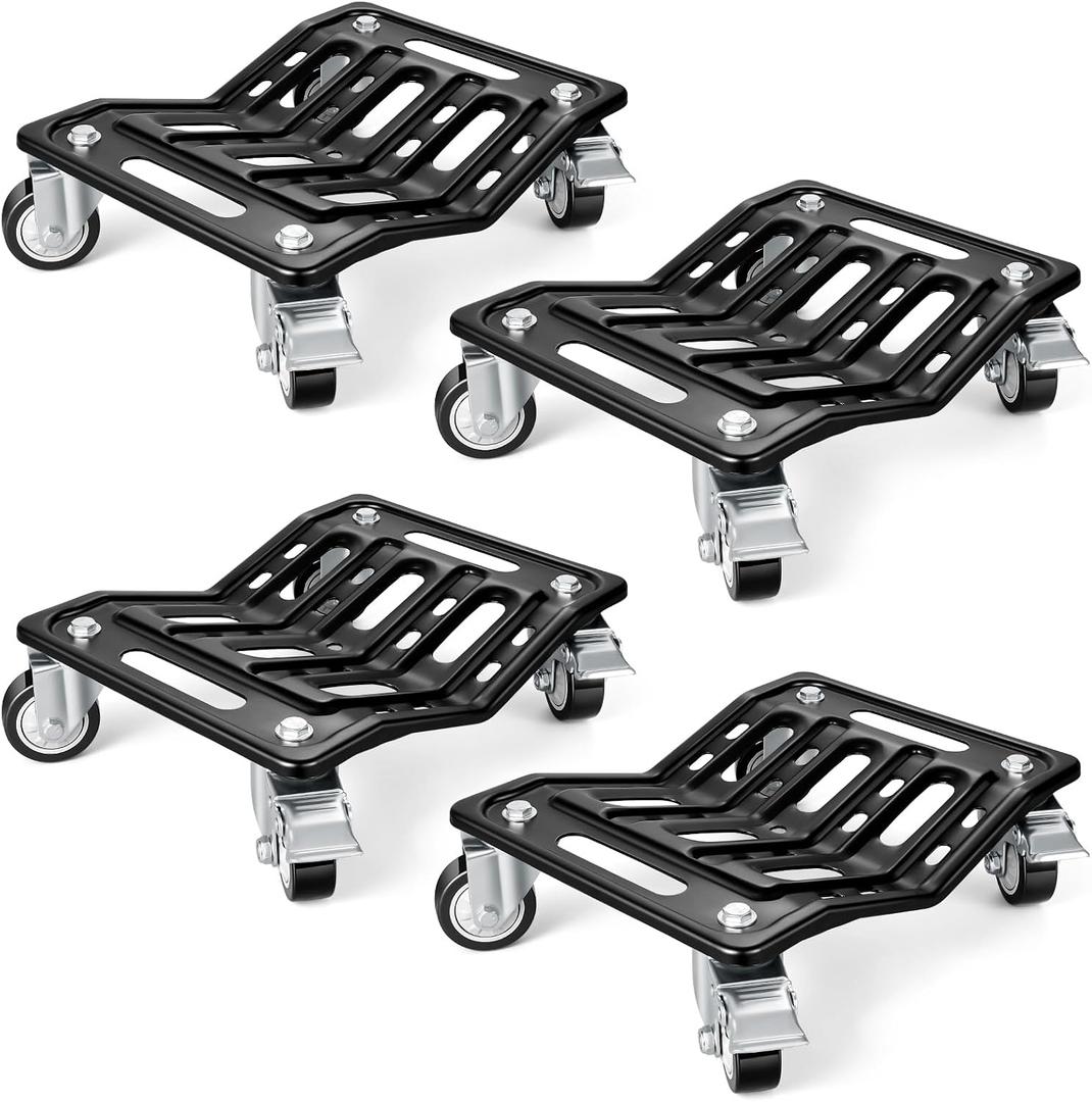 KEDSUM Car Dolly Set of 4, 6000 LBS Heavy Duty Car Wheel Dolly, High-tensile Structural Steel & Reinforced Rid Design for Moving Cars, Trailers, SUV, Motorcycles and Boats