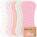 Organic Burp Cloths Baby Boy & Girl - 5-Pack Super Absorbent Cotton Burping Cloths for Babies, Soft & Plush Newborn Spit Up Rags, Infant Towels for Milk Spit Up, Unisex, Large 21" x 10" (Pink Dreams)