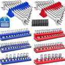 8PS Magnetic Wrench and Socket Organizer Set, Tool Trays 1/4", 3/8", 1/2" Tool Box Organizer, Metric Holder(Socket, Wrench not Included)
