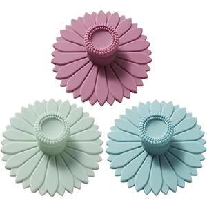 3Pcs Multicolored Sunflower Silicone Cup Covers Universal Glass Tool Lid Flexible Mug Covers Mugs Lids Anti-Dust Tool Fit Tea Pots, Hot Coffee, Drinks, Refrigerato