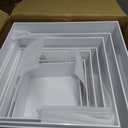 Leinuosen 7 Pcs Extra Large Buffet Risers Set 8" to 14" Acrylic Display Box Square Catering Dessert Table Riser Food Display Decorative Stand with Hollow Bottom for Catering Supplies(White)